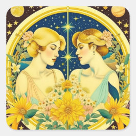 Sticker Carré SYMBOLE Horoscope Gemini Twins Ethereal Art
