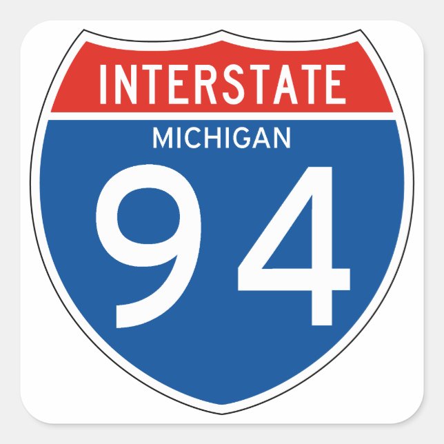 Sticker Carré Symbole Interstate 94 - Michigan (Devant)