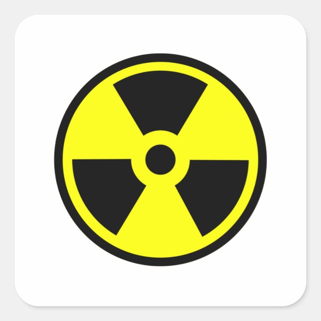 Sticker Carré Symbole jaune et noir radioactif (Devant)