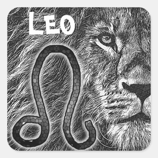 Sticker Carré Symbole Léo Horoscope (Devant)