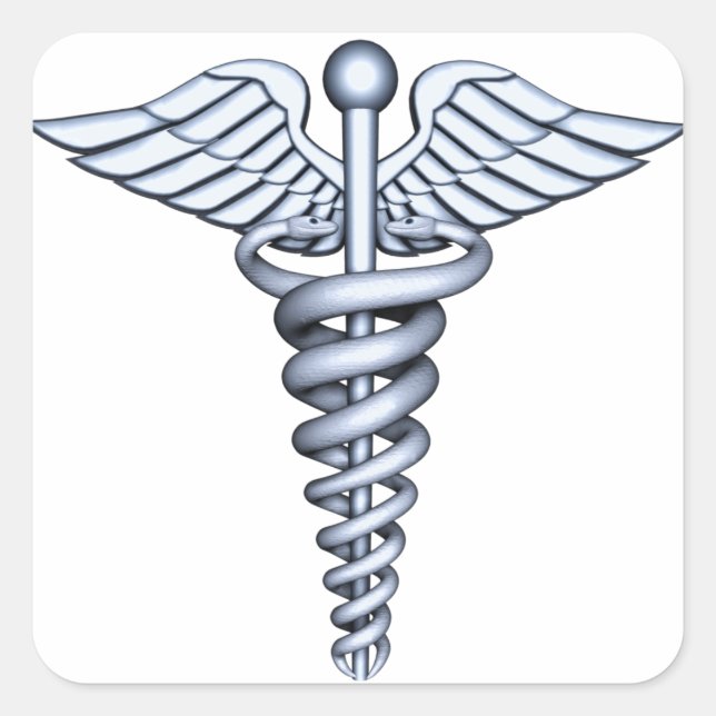 Sticker Carré Symbole Médicale Argent (Devant)