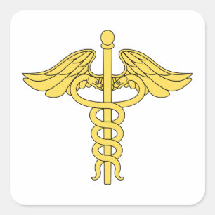 Sticker Carré Symbole Médicale de Caduceus