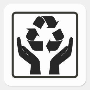 Sticker Carré Symbole noir Save Earth Recycling