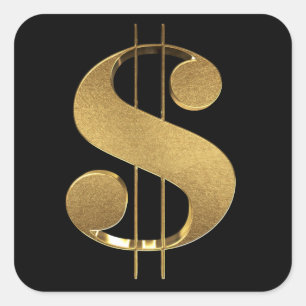 Sticker Carré SYMBOLE OR 3D Dollar