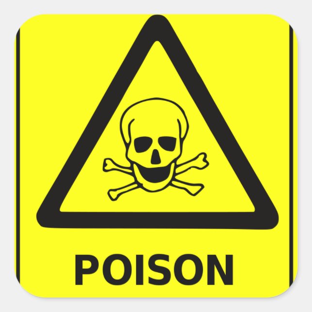 Sticker Carré Symbole Poison Attention (Devant)