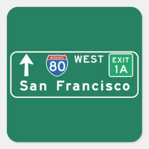 Sticker Carré SYMBOLE ROUTIER DE San Francisco, CA