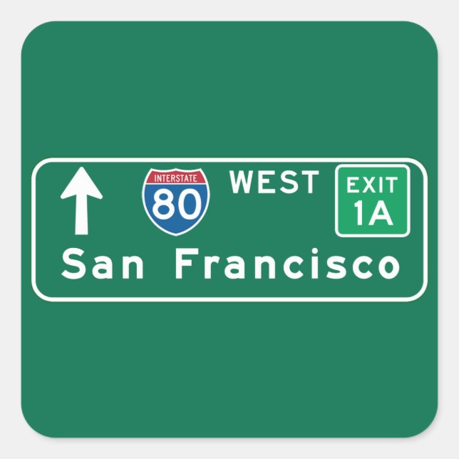 Sticker Carré SYMBOLE ROUTIER DE San Francisco, CA (Devant)