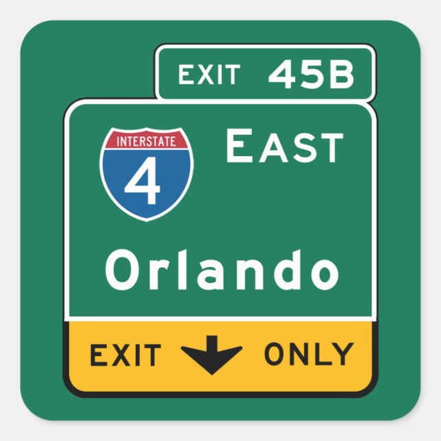 Sticker Carré SYMBOLE ROUTIER D'Orlando, FL (Devant)