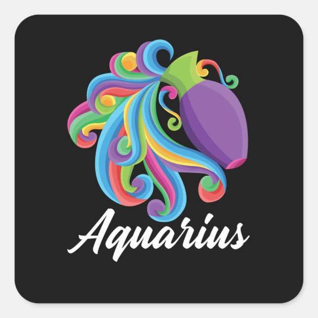Sticker Carré SYMBOLE Zodiaque Aquarius (Devant)