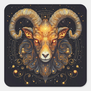 Sticker Carré SYMBOLE Zodiaque Béliers Ram Steampunk