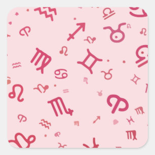 Sticker Carré Symbole Zodiaque d'astrologie rose 