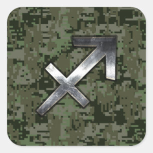 Sticker Carré Symbole zodiaque Sagittarius sur Camo numérique ve