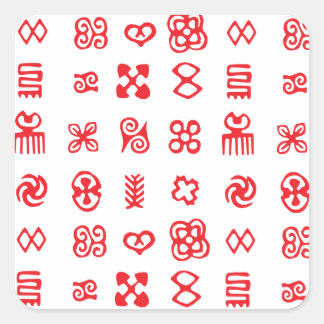 Sticker Carré Symboles africains de l'Adinkra rouge