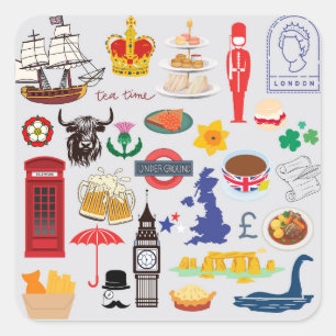 Sticker Carré Symboles britanniques