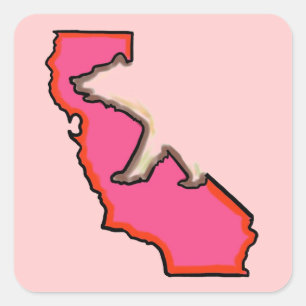 Sticker Carré Symboles de l'état rose ours de Californie