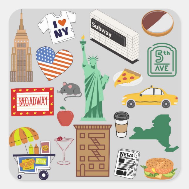 Sticker Carré Symboles de New York (Devant)