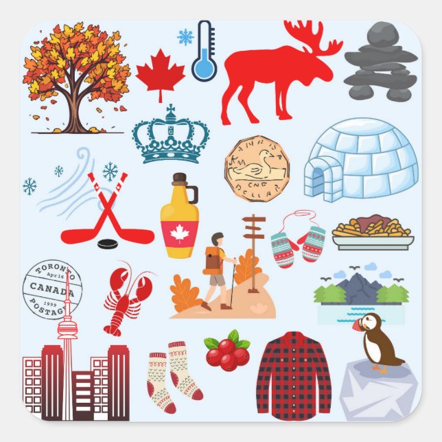 Sticker Carré Symboles du Canada (Devant)