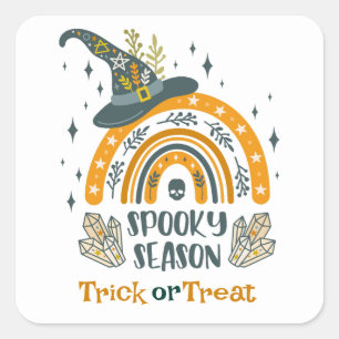Sticker Carré Symboles Halloween éffrayant motif