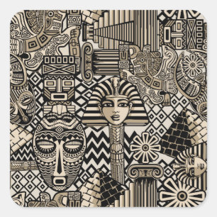 Sticker Carré Symboles historiques anciens Style de tatouage