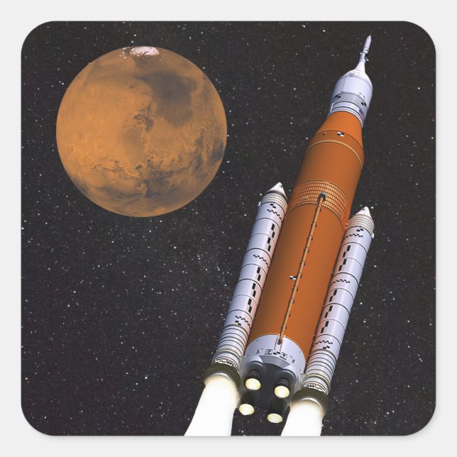 Sticker Carré Système de lancement spatial SLS de la NASA (Devant)