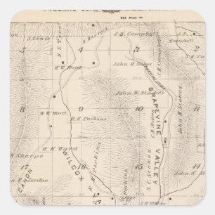 Sticker Carré T16S R26E Tulare Comté Plan de section