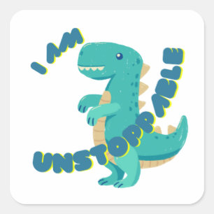 Sticker Carré T-REX mignon avec citation motivante
