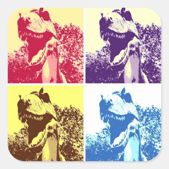 Sticker Carré T-Rex Pop Art (Devant)