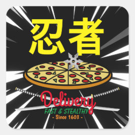 Sticker Carré T-shirt livraison de pizza Ninja