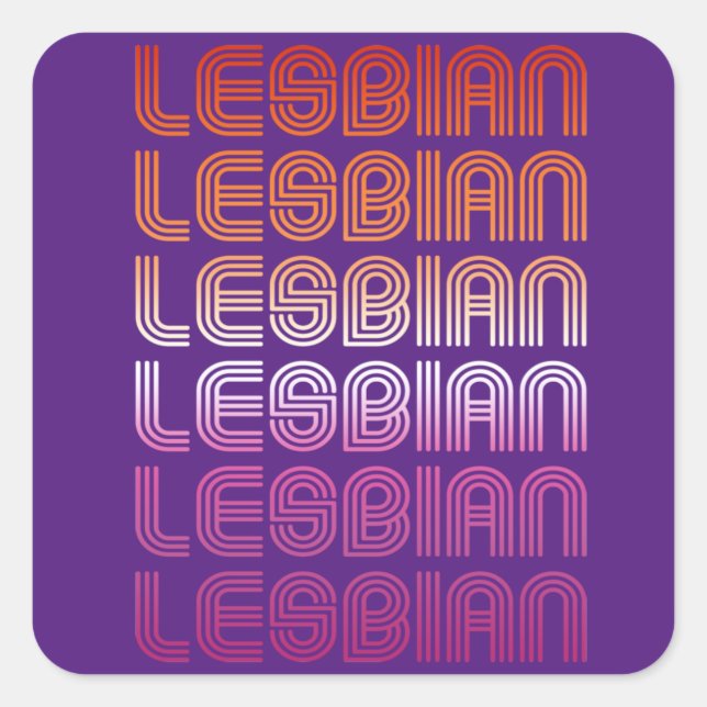 Sticker Carré T-Shirt motif fierté lesbienne rétro (Devant)