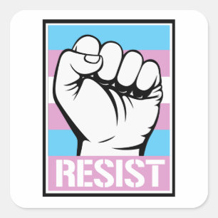 Sticker Carré T-shirt Résistance Trans