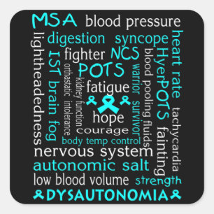 Sticker Carré T-shirt Sensibilisation Dysautonomia Ribbon Turquo