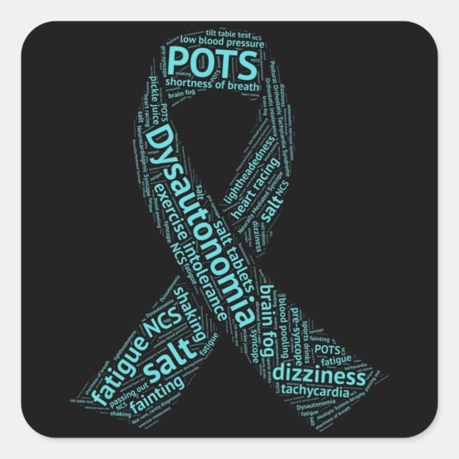 Sticker Carré T-shirt Sensibilisation Dysautonomia - Ruban Turqu (Devant)