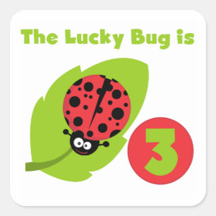 Sticker Carré T-shirts et cadeaux 3e anniversaire Lucky Bug