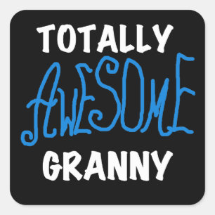 Sticker Carré T-shirts et cadeaux bleu Granny absolument géniaux