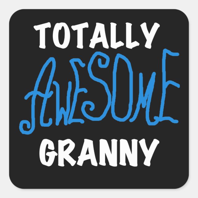 Sticker Carré T-shirts et cadeaux bleu Granny absolument géniaux (Devant)
