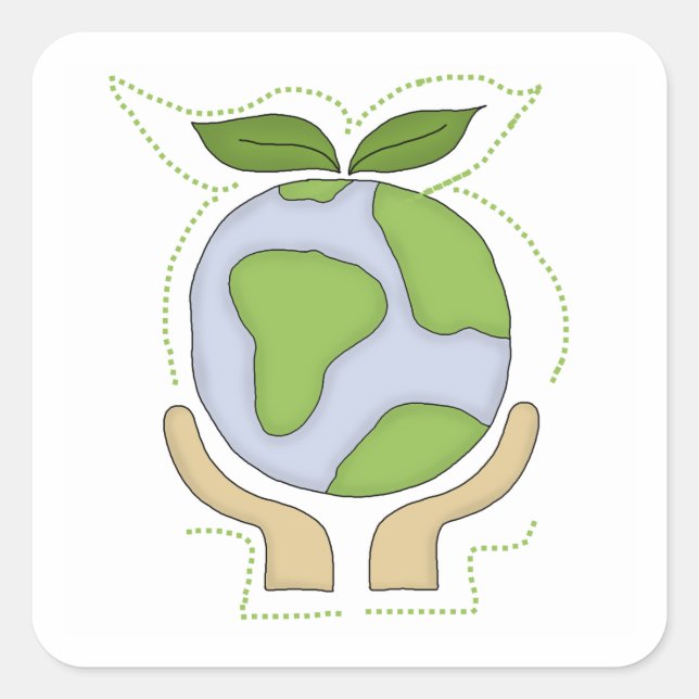 Sticker Carré T-shirts et cadeaux Earth In Our Hands (Devant)