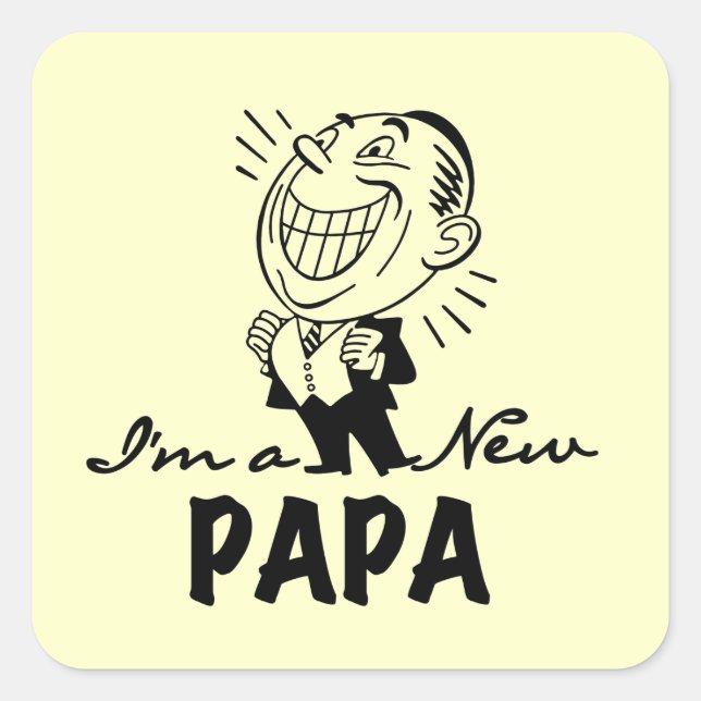 Sticker Carré T-shirts et cadeaux pour papa nouveau souriant (Devant)