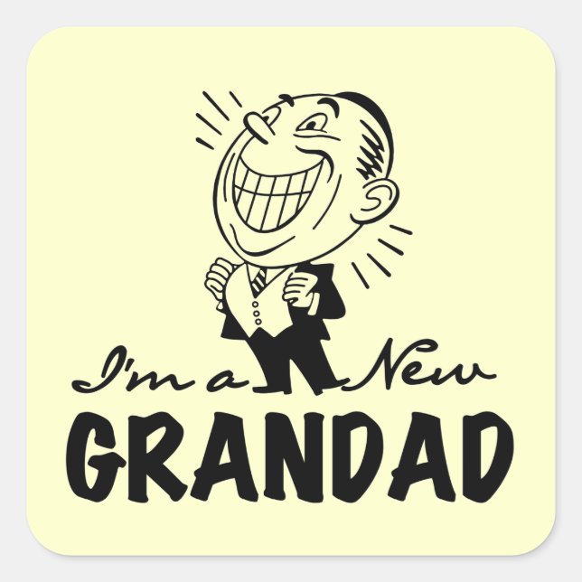 Sticker Carré T-shirts et cadeaux Smiling New Grand-père (Devant)