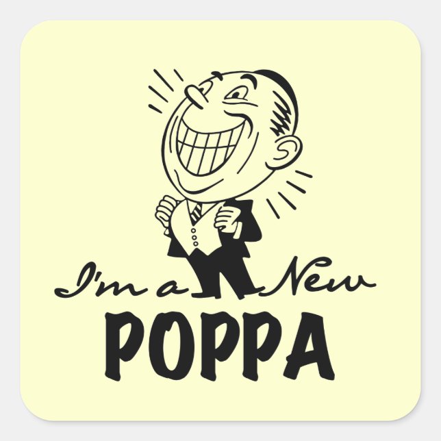 Sticker Carré T-shirts et cadeaux Smiling New Poppa (Devant)