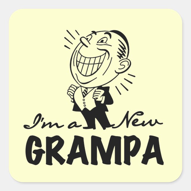 Sticker Carré T-shirts et cadeaux souriants New Grampa (Devant)