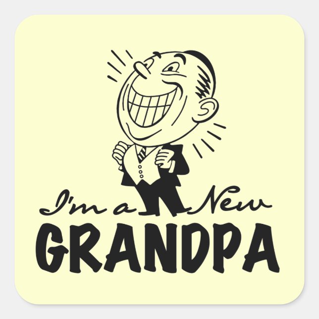 Sticker Carré T-shirts et cadeaux souriants New Grand-pa (Devant)