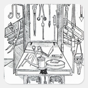 Sticker Carré Table d'opération et instruments chirurgicaux, du