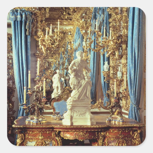 Sticker Carré Table et statue de Louis XV (Devant)