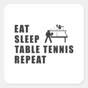 Sticker Carré Table Tennis Paddle Ping Pong Répéter l'idée cadea