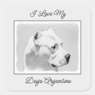 Sticker Carré Tableau Dogo Argentino - Art Chien original