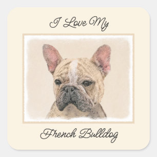 Sticker Carré Tableau Français Bulldog (Sable) - Joli Original D