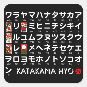 Sticker Carré Tableau Katakana japonais (Hanafuda)