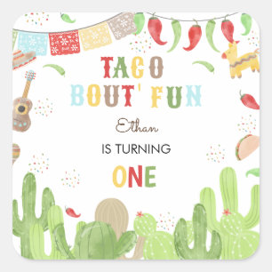 Sticker Carré Taco bout' fun fiesta mexicaine premier anniversai