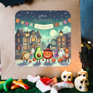 Sticker Carré Taco 'Bout Spook-tacular Friandise d'Halloween