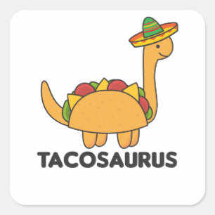 Sticker Carré Tacosaurus Cinco De Mayo Dinosaur Dino Amusant